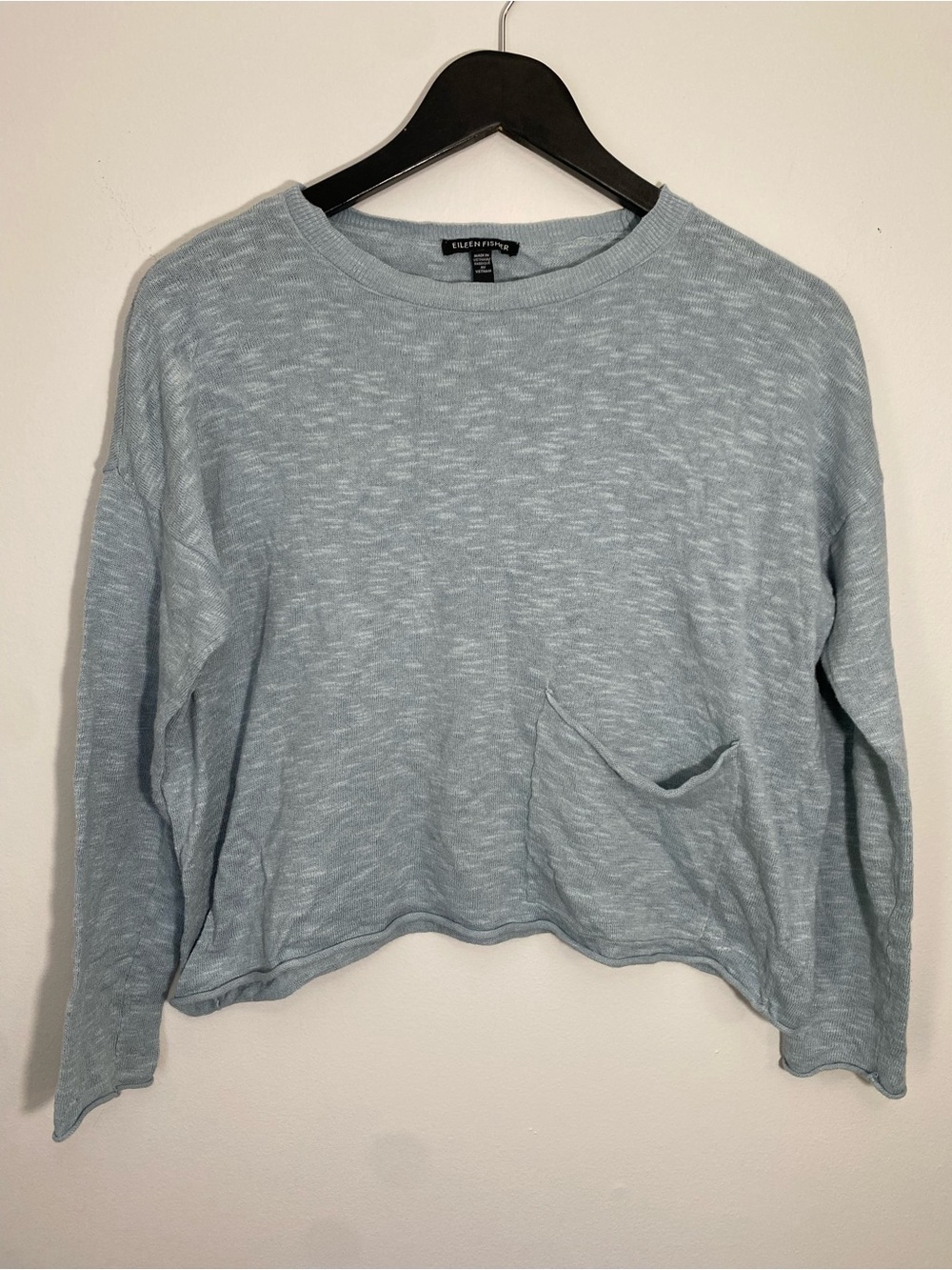 Eileen Fisher Soft Sky Blue Long-Sleeve Linen-Blend Top XXS